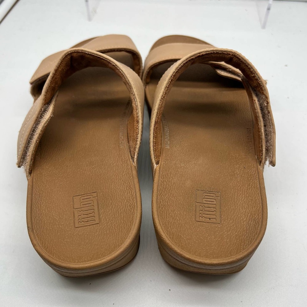 Fitflop Women's Tan Leather Dual-Strap Slide Sandals - Picture 6 of 8